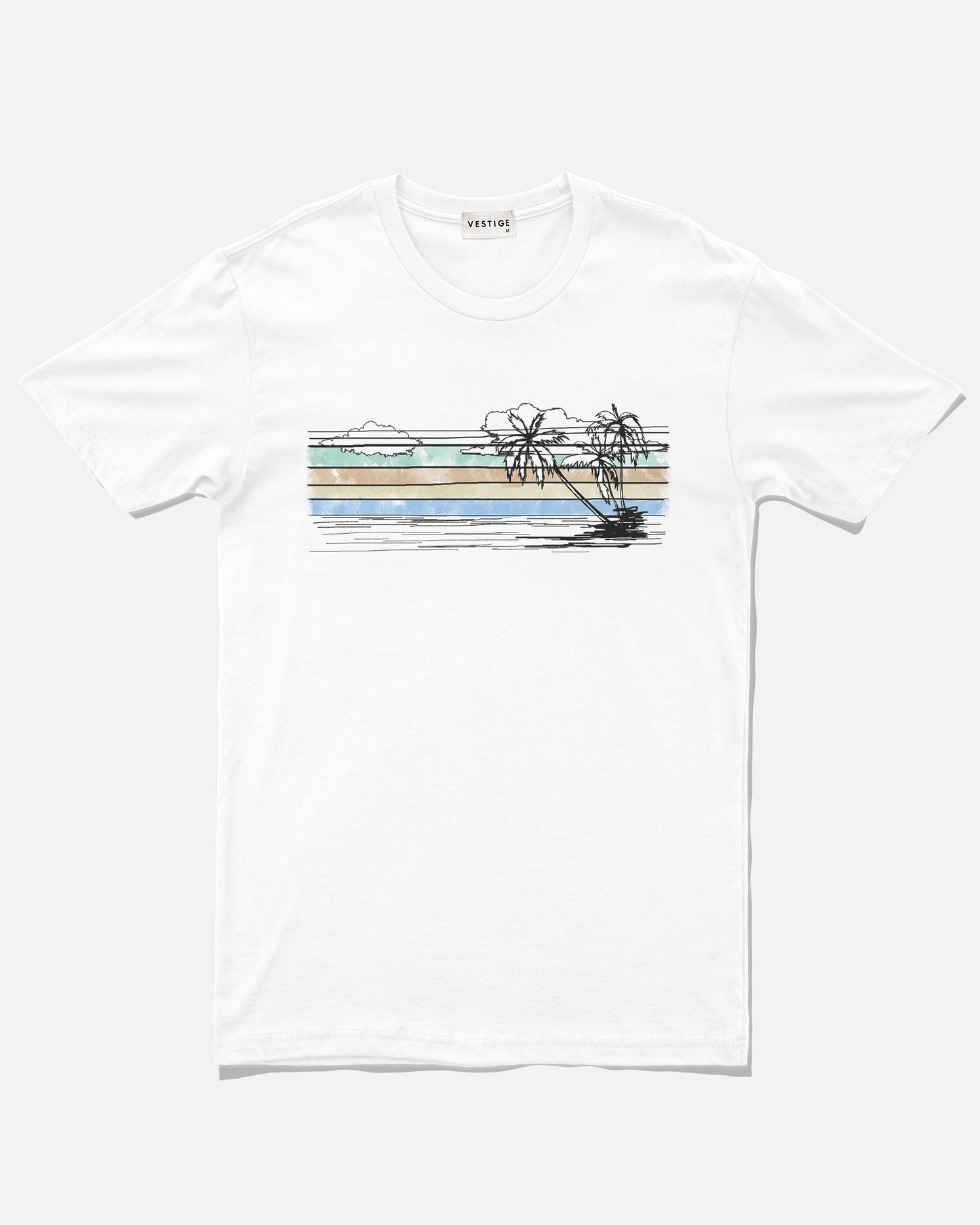 Striped Tropics Tee, White