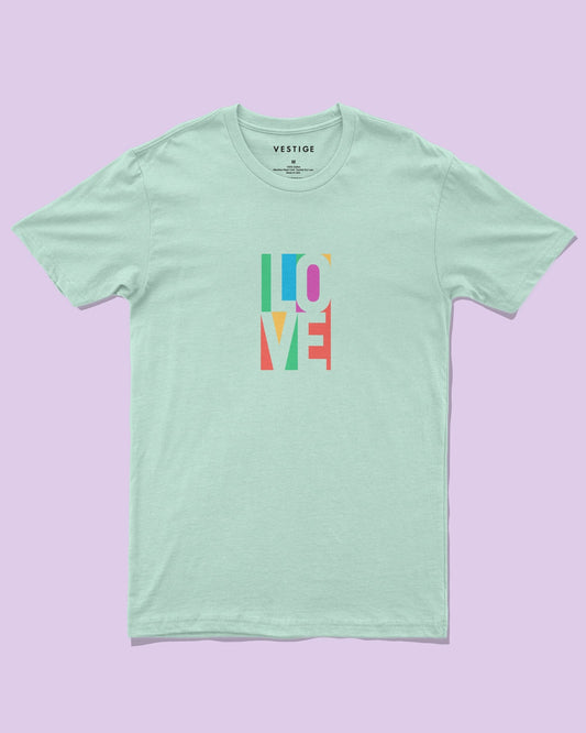 Love Colored Paper Tee, Green Blend