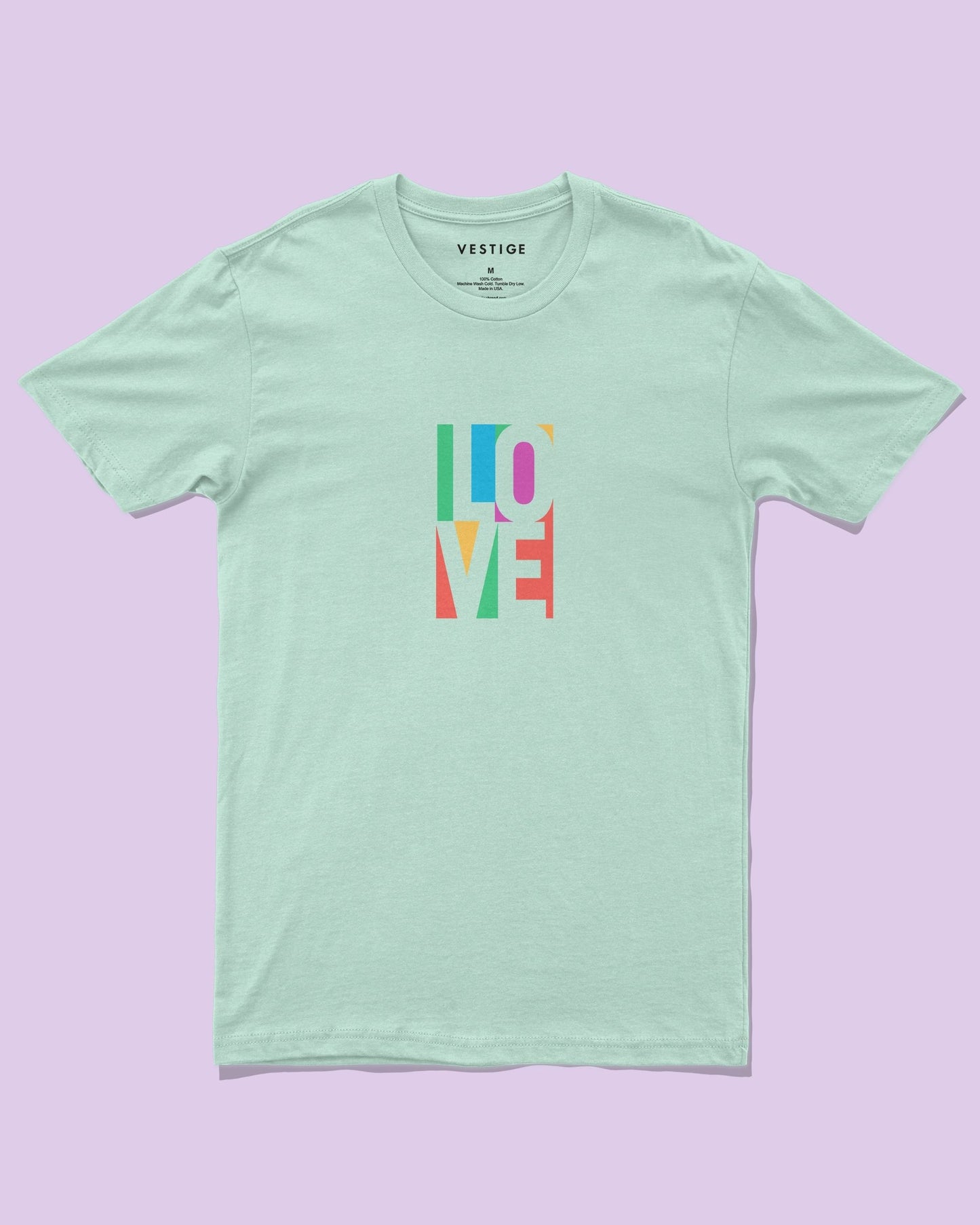 Love Colored Paper Tee, Green Blend