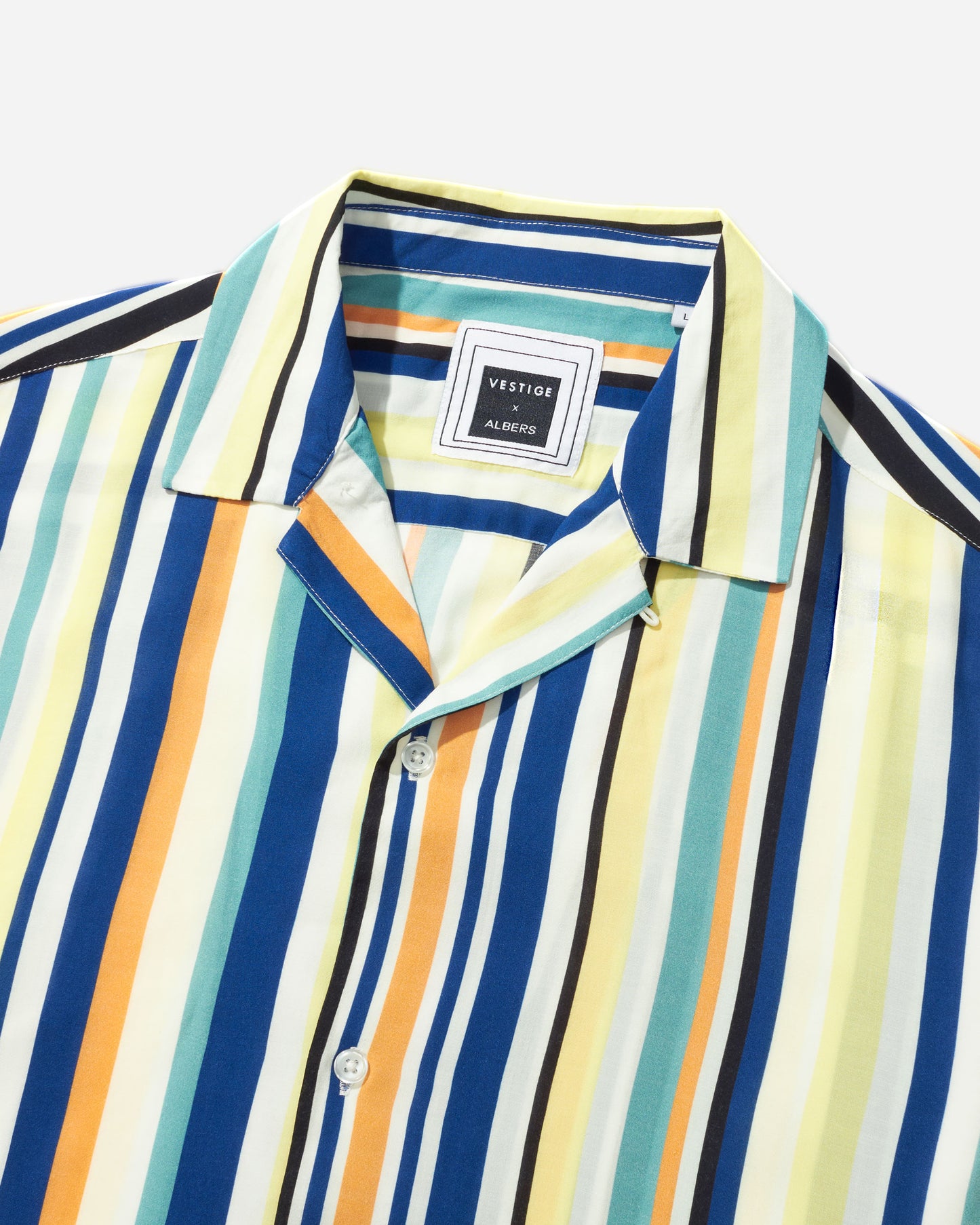 Chromatic Stripe Camp Shirt, Yellow