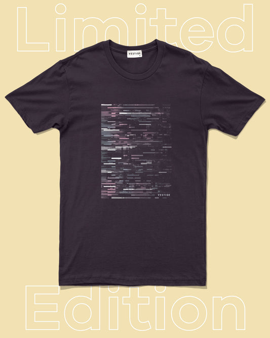 Line Glitch Tee, Plum