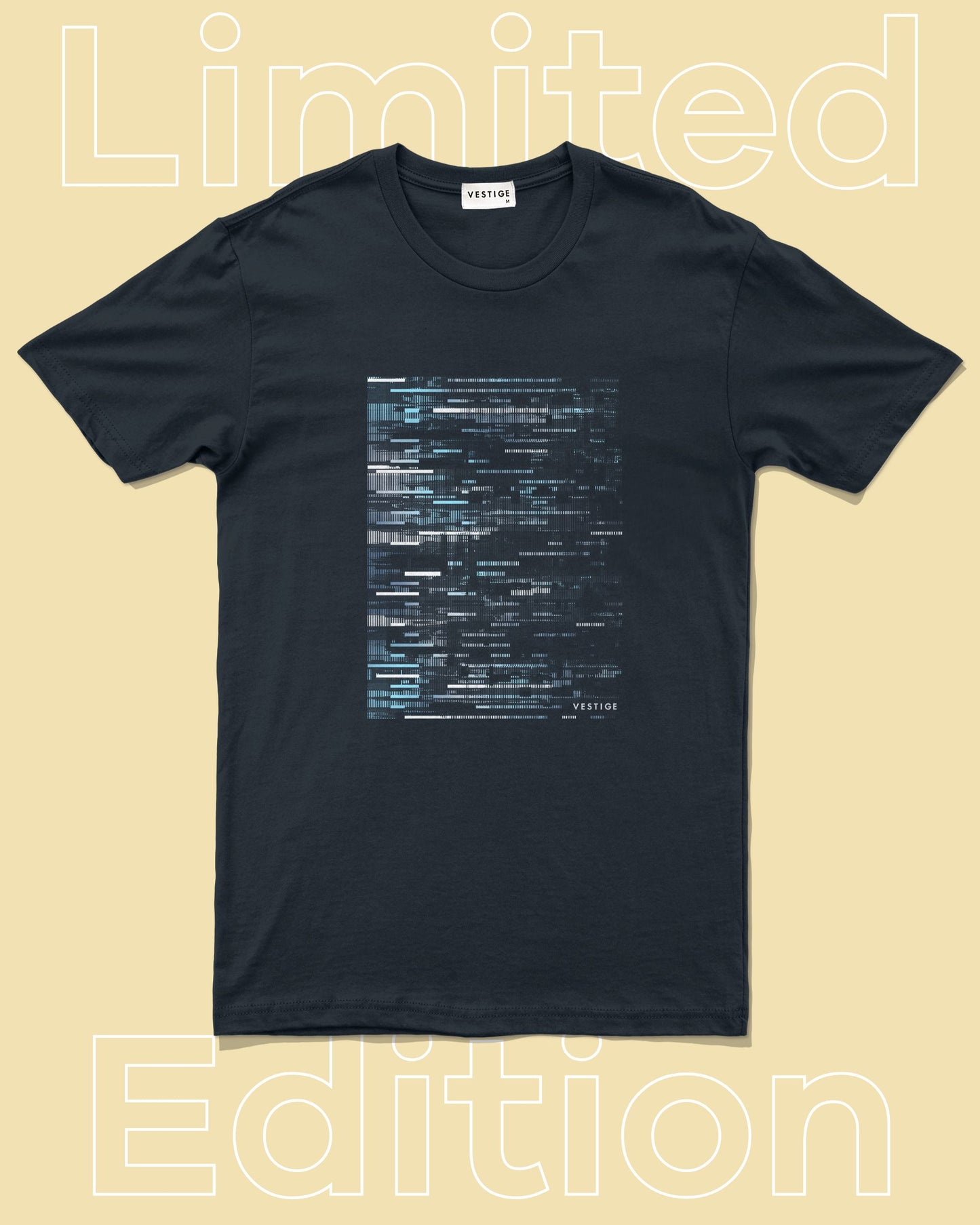 Line Glitch Tee, Navy