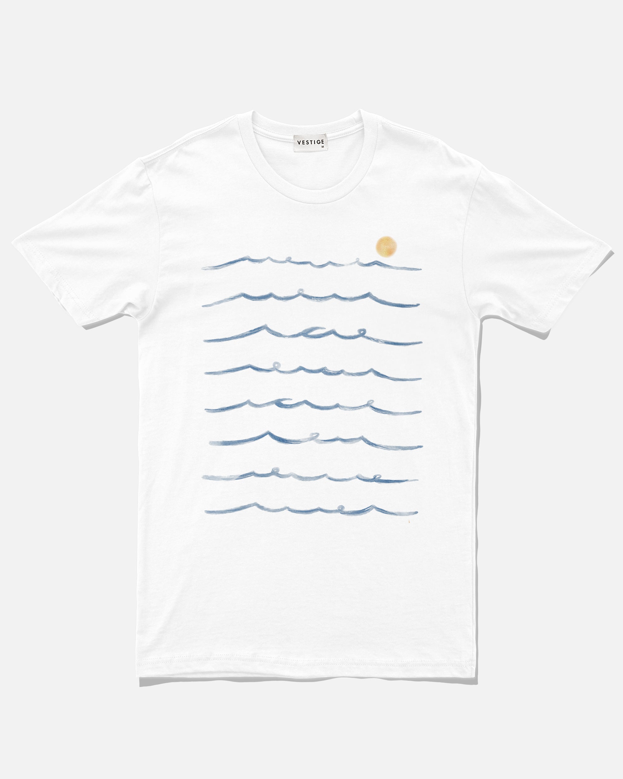 Painted Waves Tee, White – VESTIGE