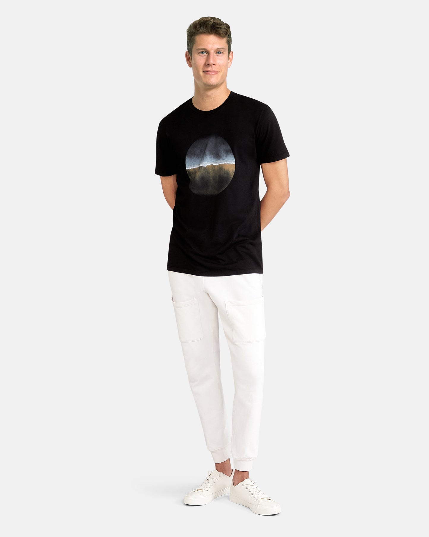 Beach Circle T-Shirt, Black-VESTIGE