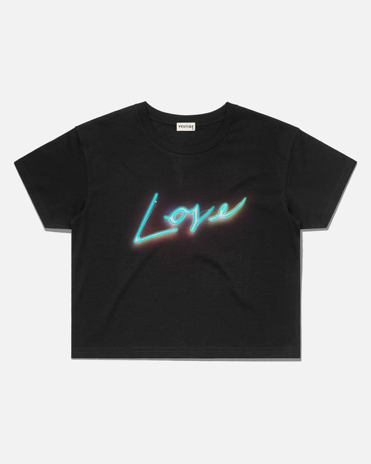 Women's Love Neon Crop Tee, Black