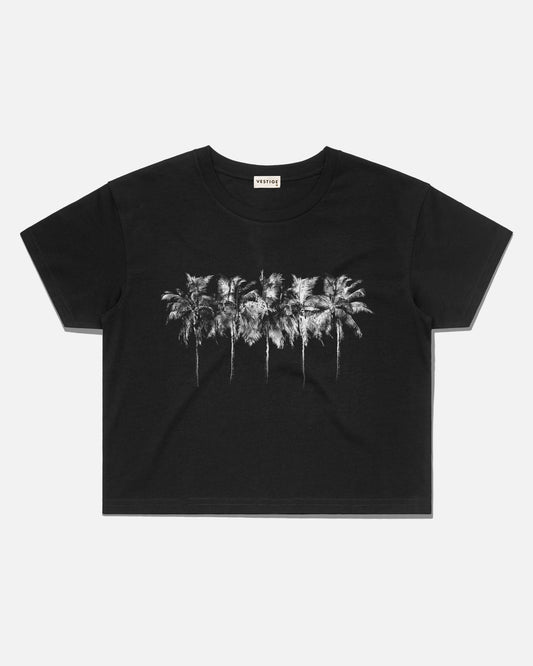 Women's Row of Palms Crop Tee, Black