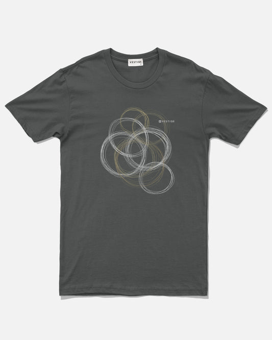 Drawn Circles Tee, Charcoal