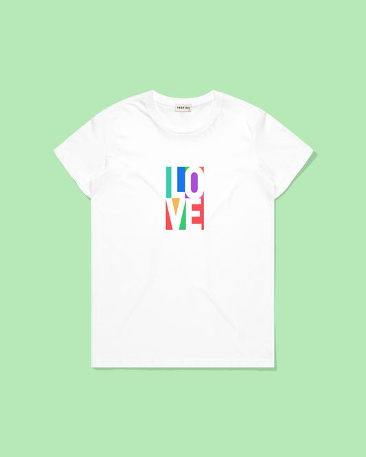 Women's Love Colored Paper Standard Tee, White