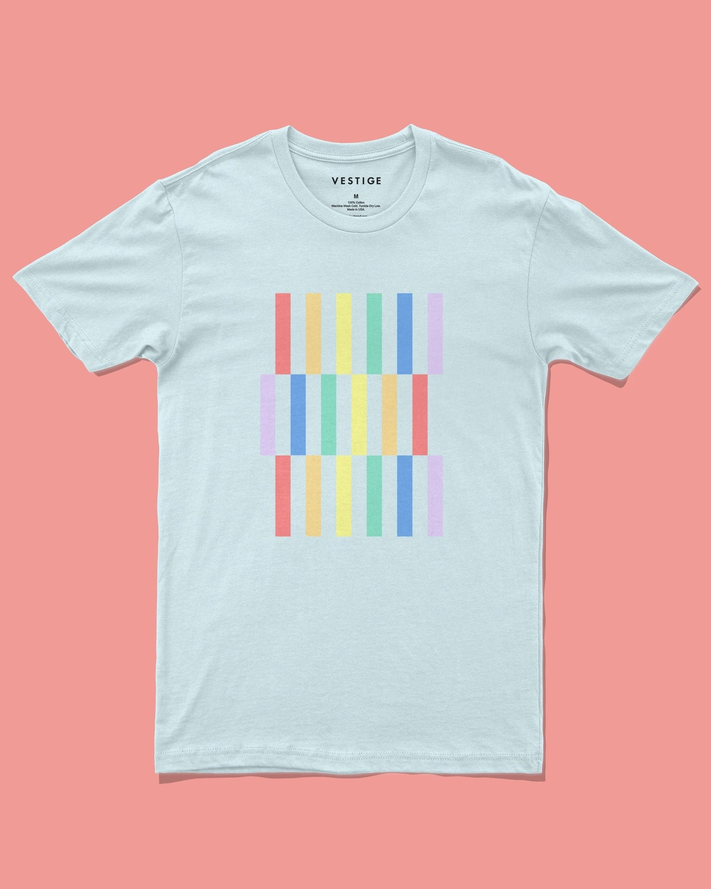 Vertical Bars Pride Tee, Light Blue Blend