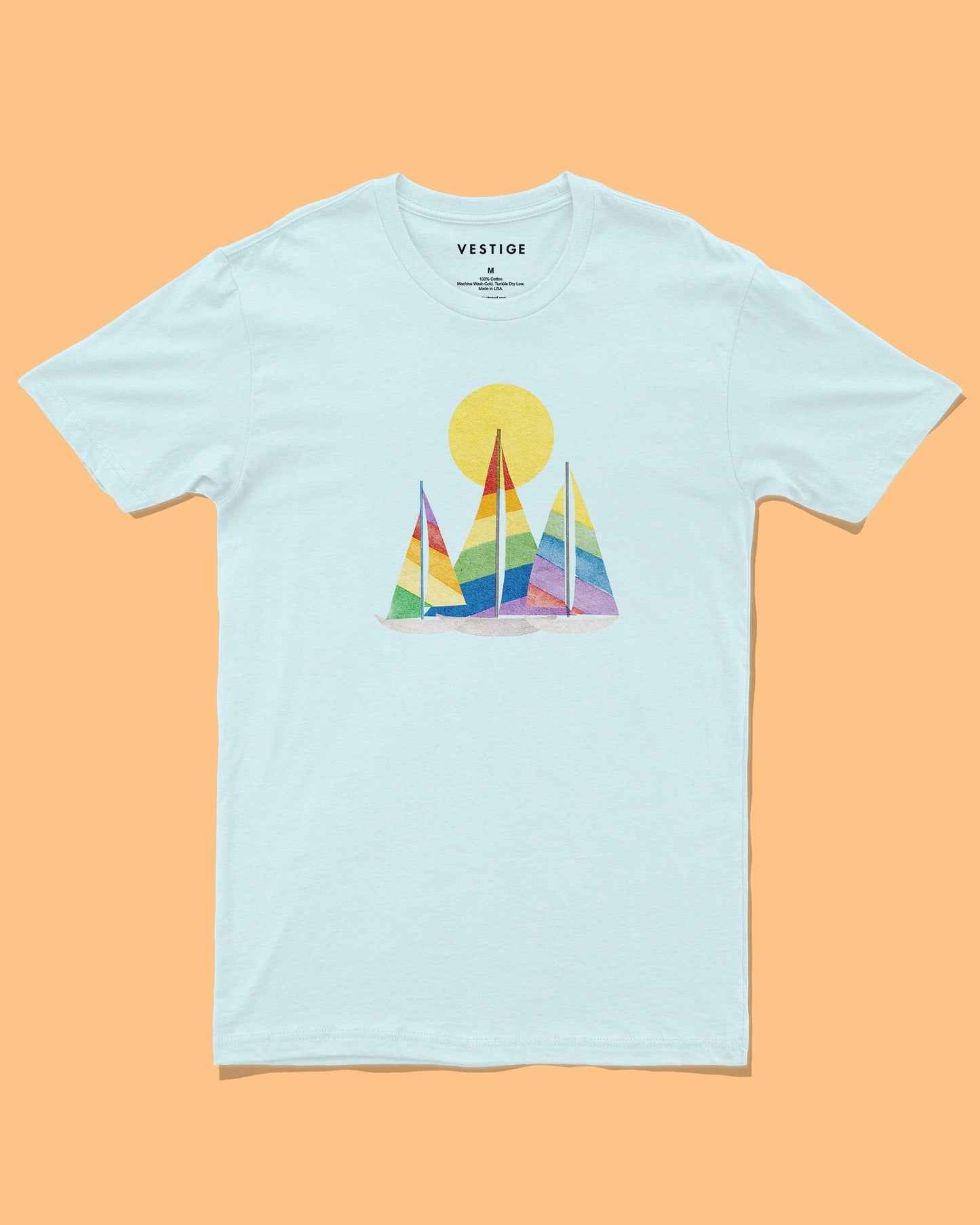 Pride Rainbow Boats Tee, Light Blue Blend