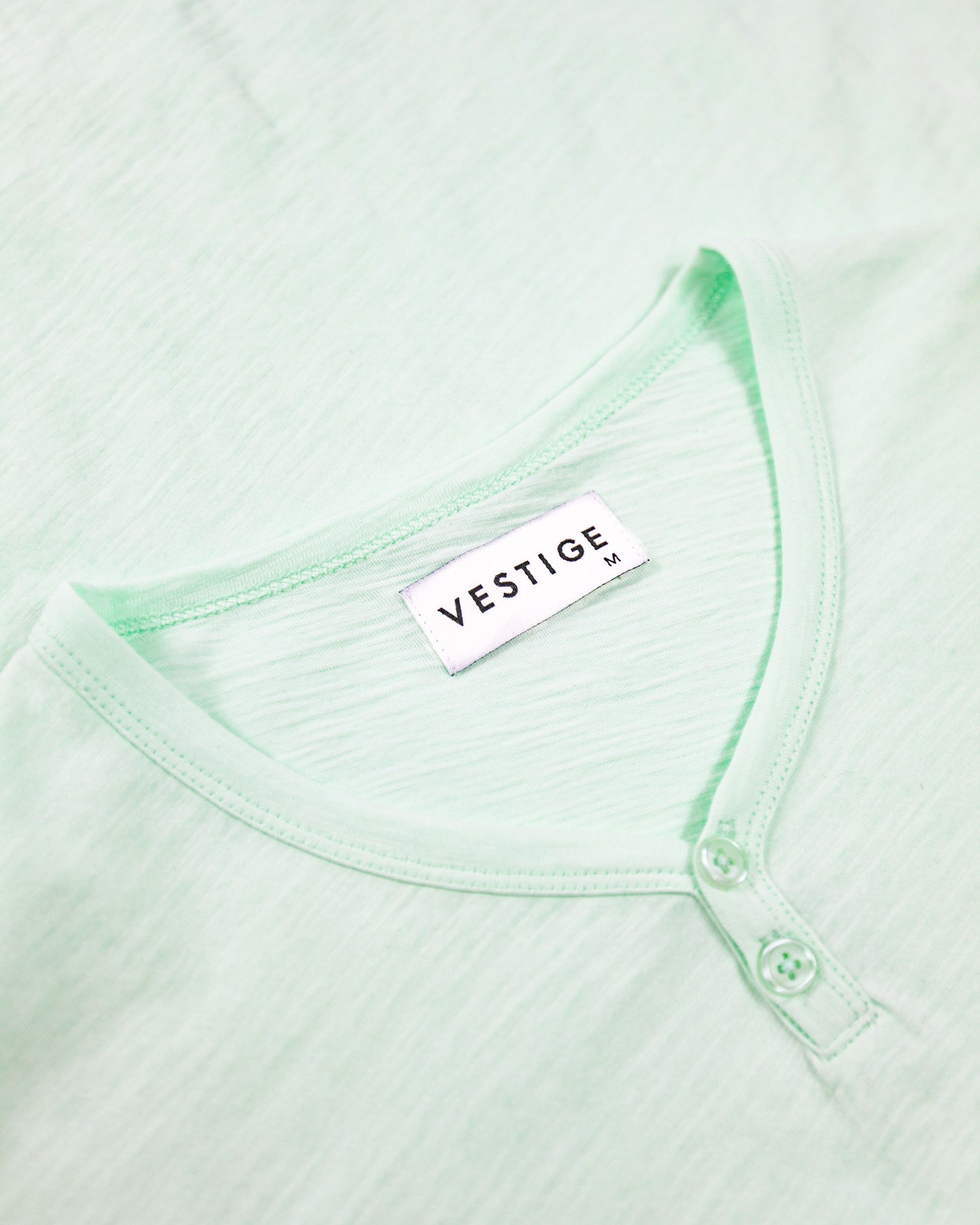 Slub Notch Henley, Light Green