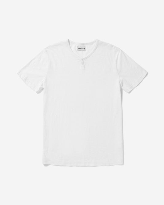 Slub Notch Henley, White