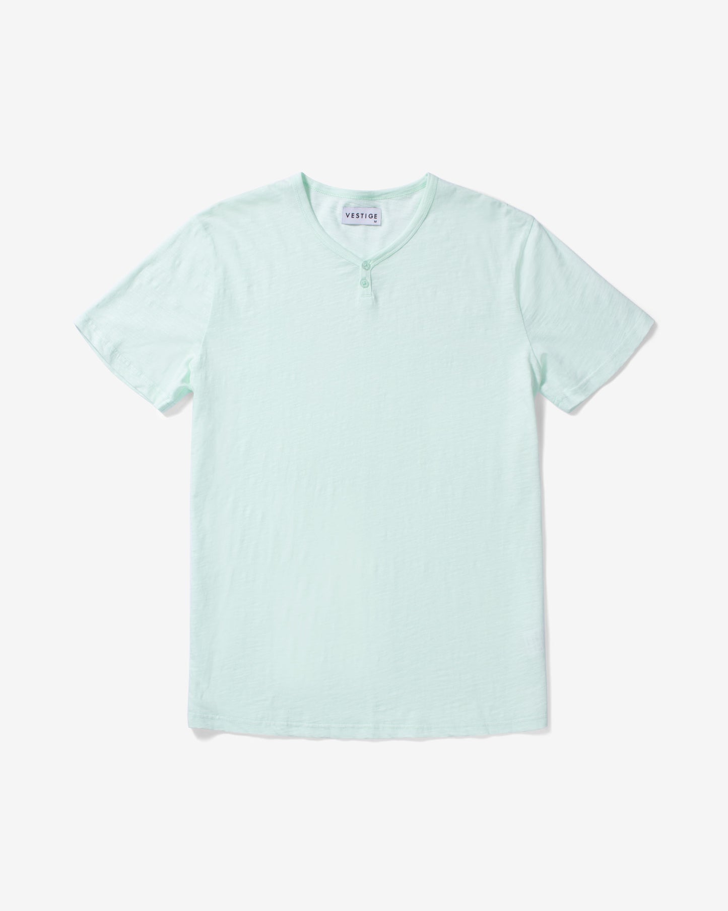 Slub Notch Henley, Light Green