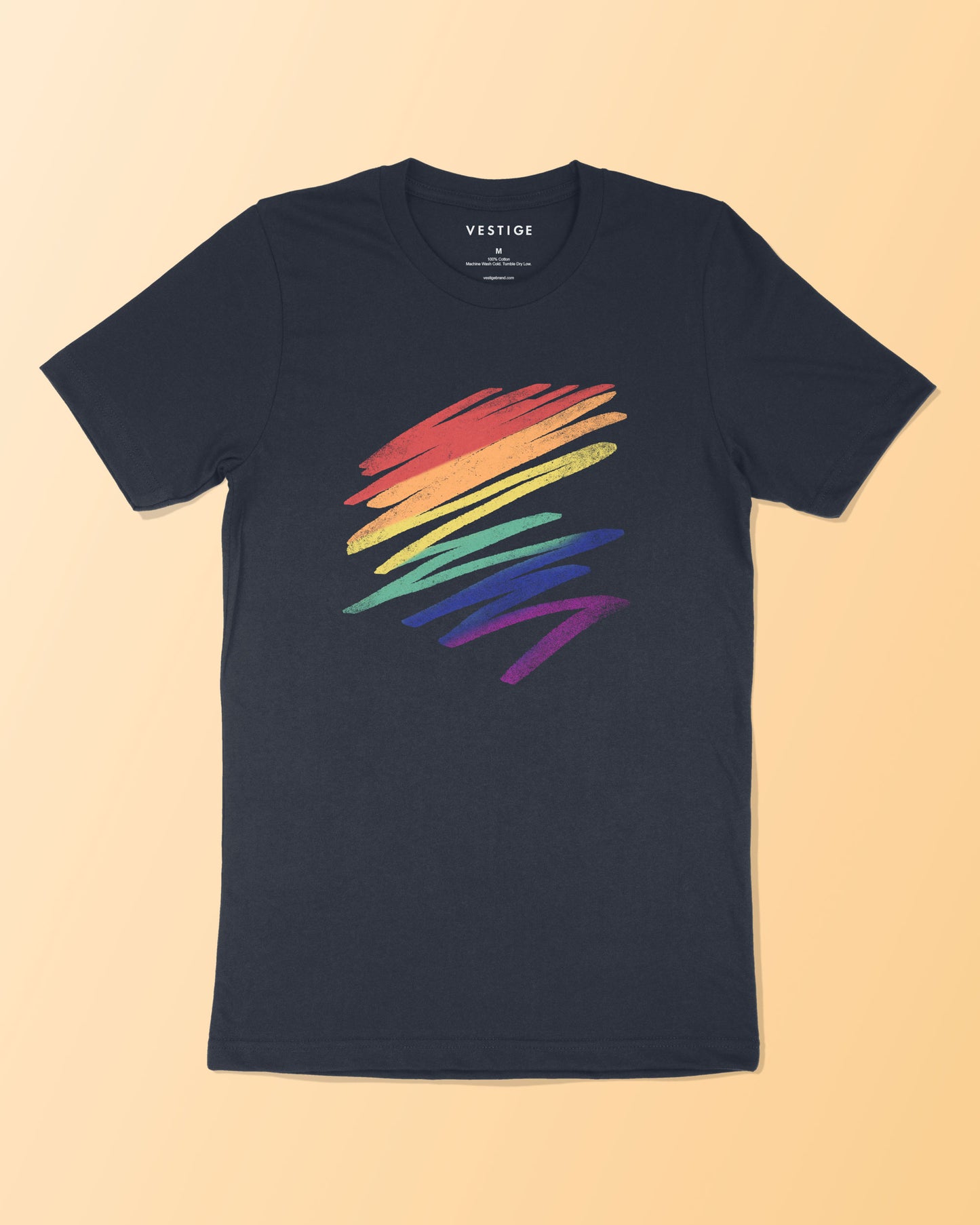 Rainbow Drawn T-Shirt, Navy