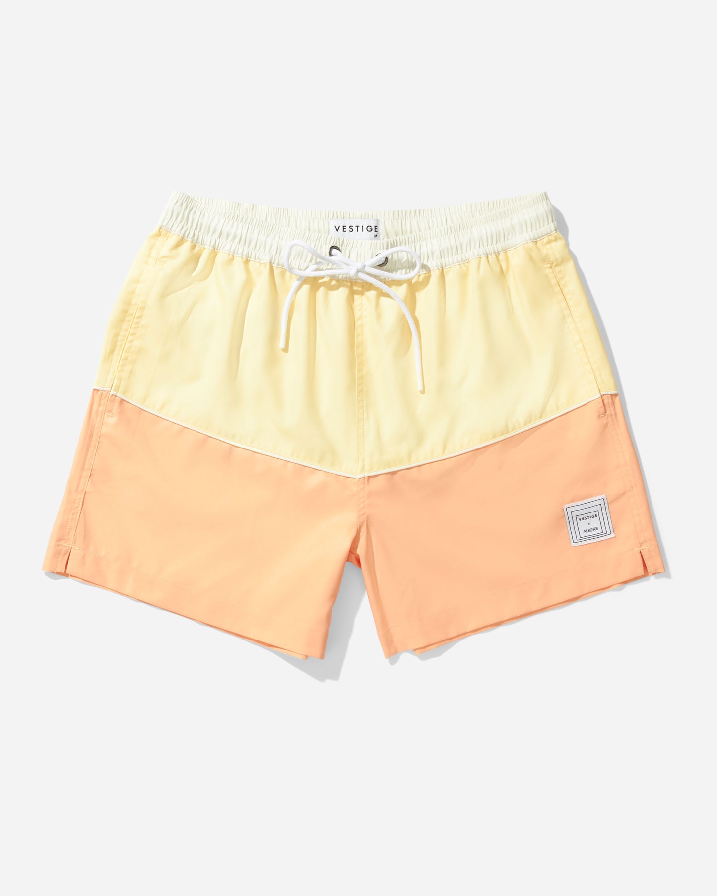 White Line Square Swim Short, Yellow