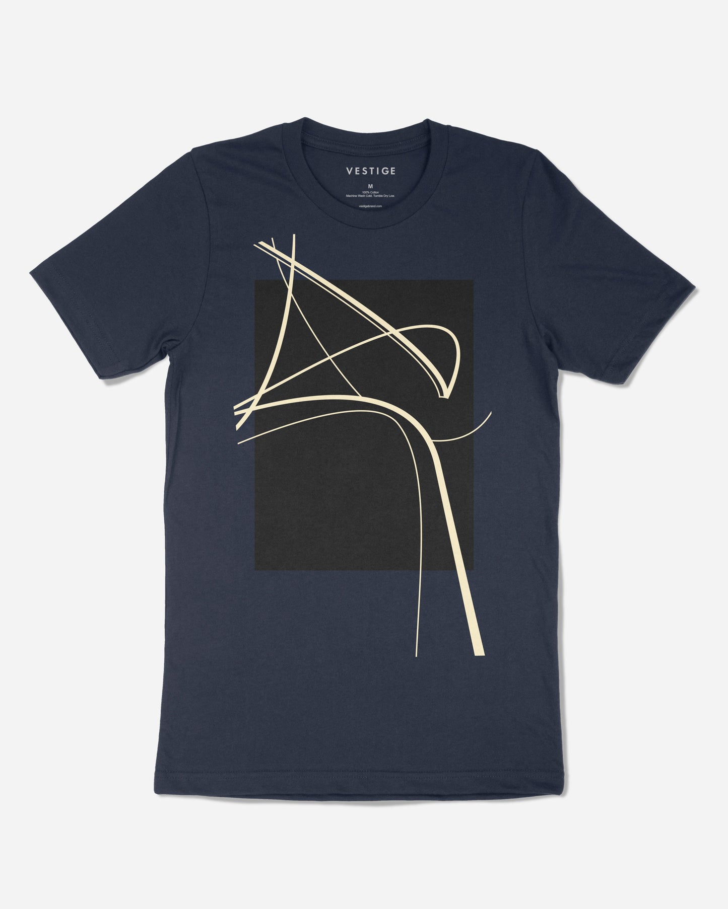 Curved Abstract T-Shirt, Navy