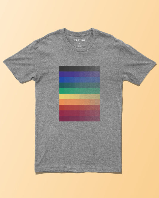 Rainbow Pixels T-Shirt, Light Grey