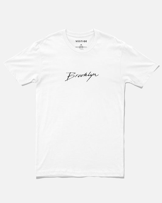 Brooklyn Script Tee, White
