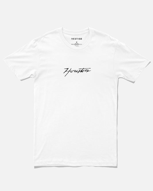 Houston Script Tee, White