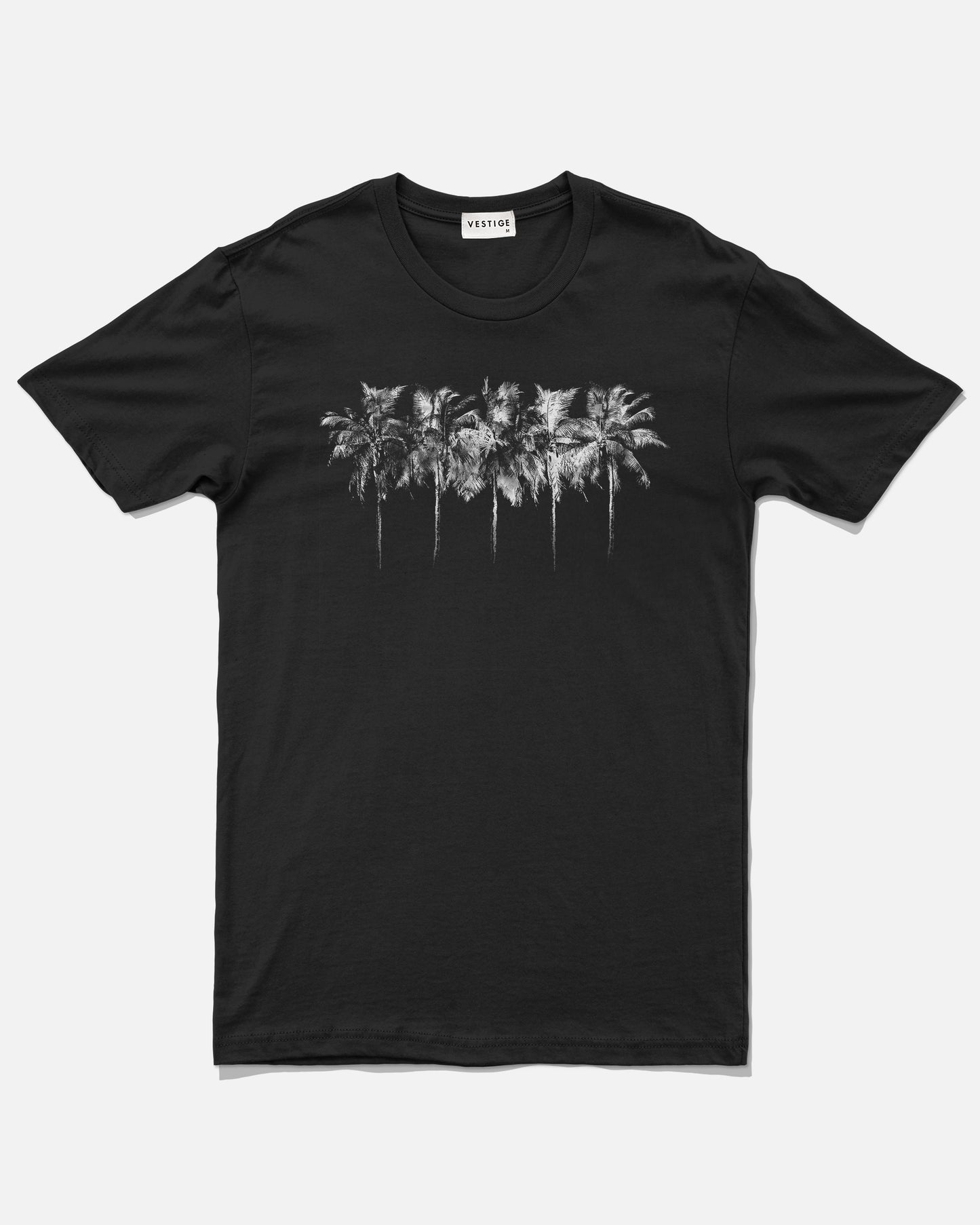 Row Of Palms T-Shirt, Black-VESTIGE