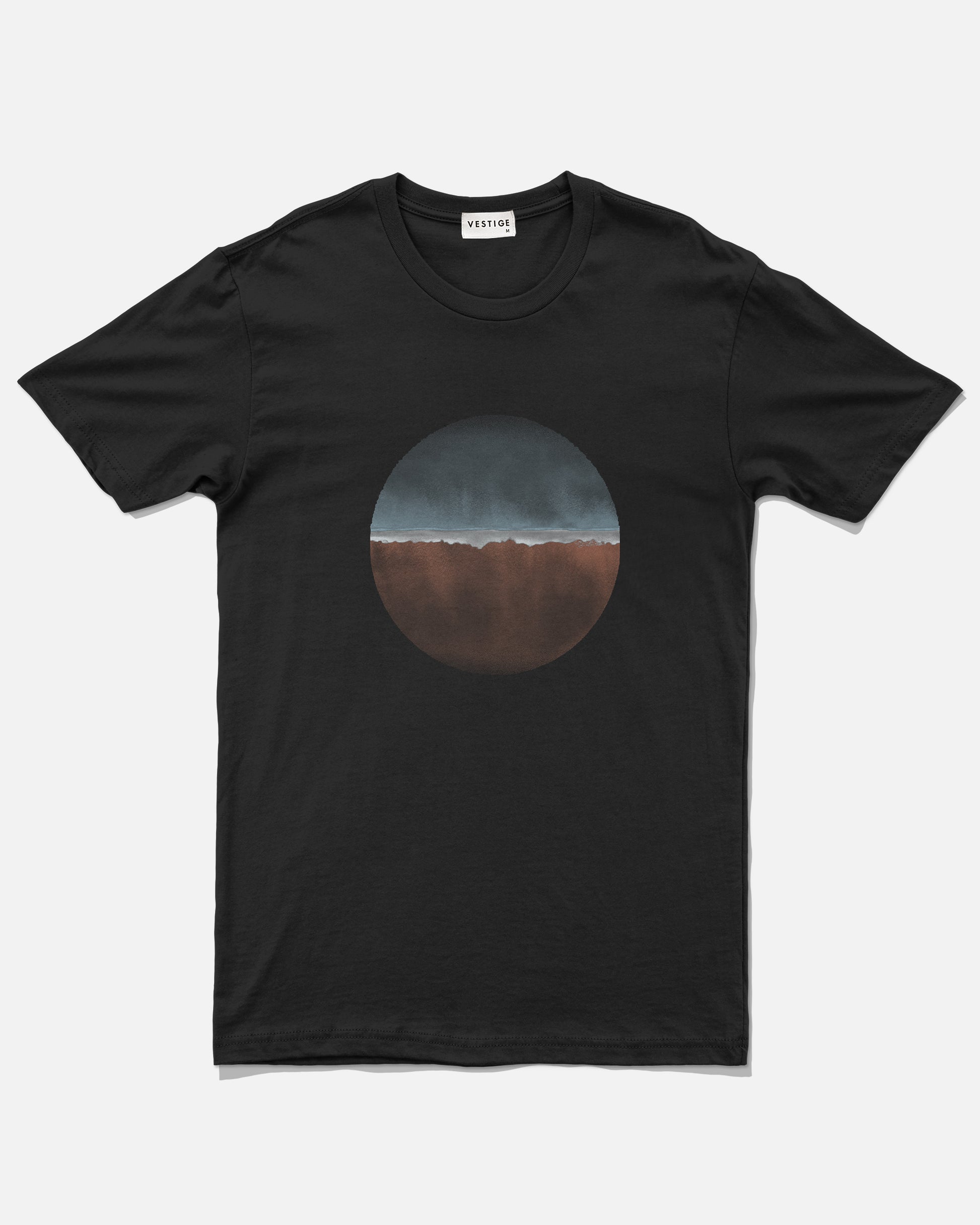 Beach Circle T-Shirt, Black-VESTIGE