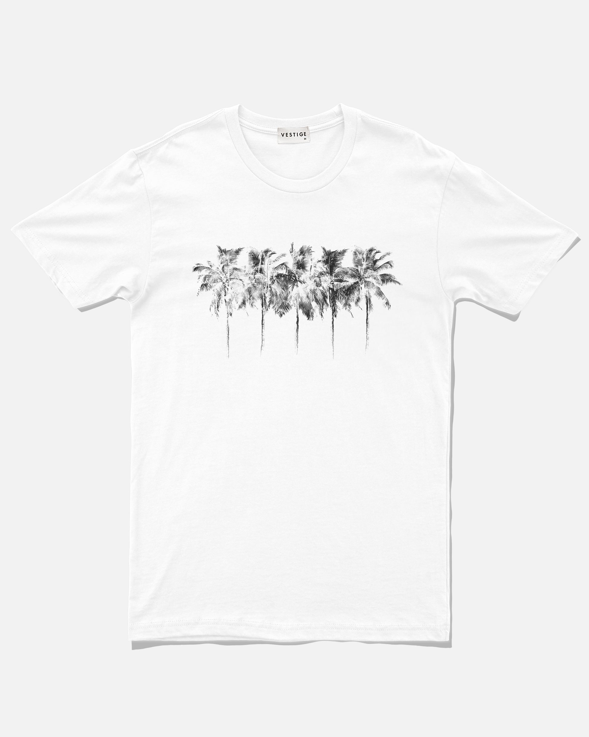 Row Of Palms T-Shirt, White-VESTIGE