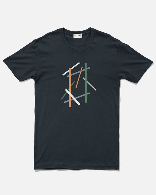 Line Collage Tee, Navy