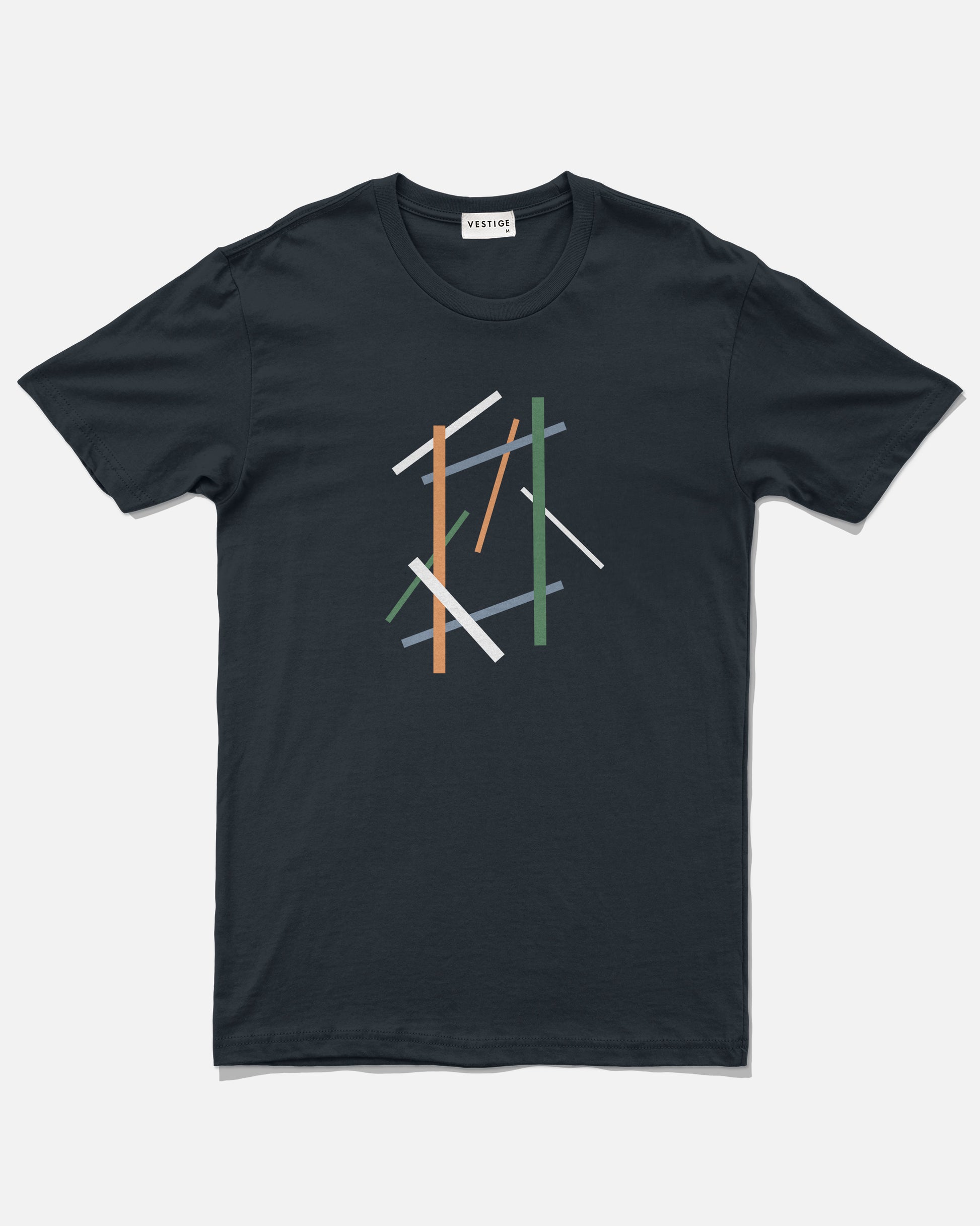 Line Collage Tee, Navy-VESTIGE