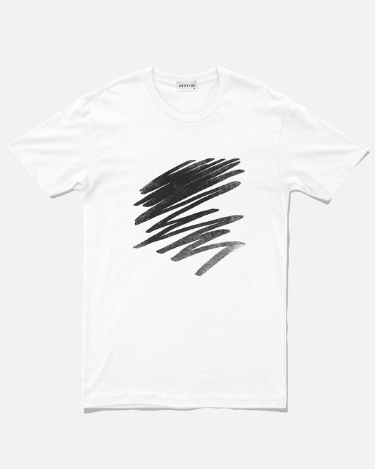 Drawn T-Shirt, White-VESTIGE