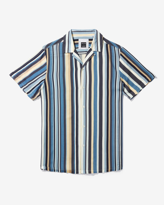 Chromatic Stripe Camp Shirt, Blue