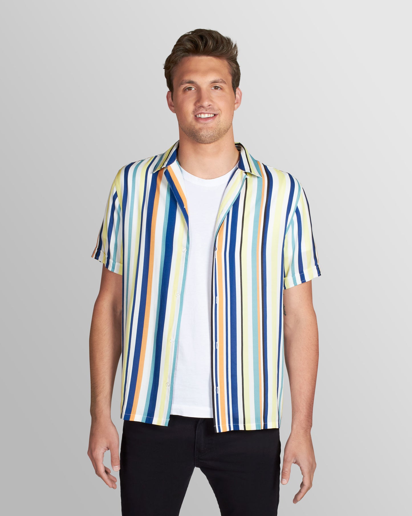 Chromatic Stripe Camp Shirt, Yellow