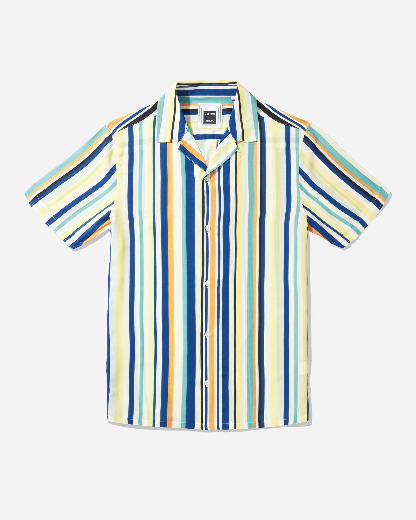 Chromatic Stripe Camp Shirt, Yellow