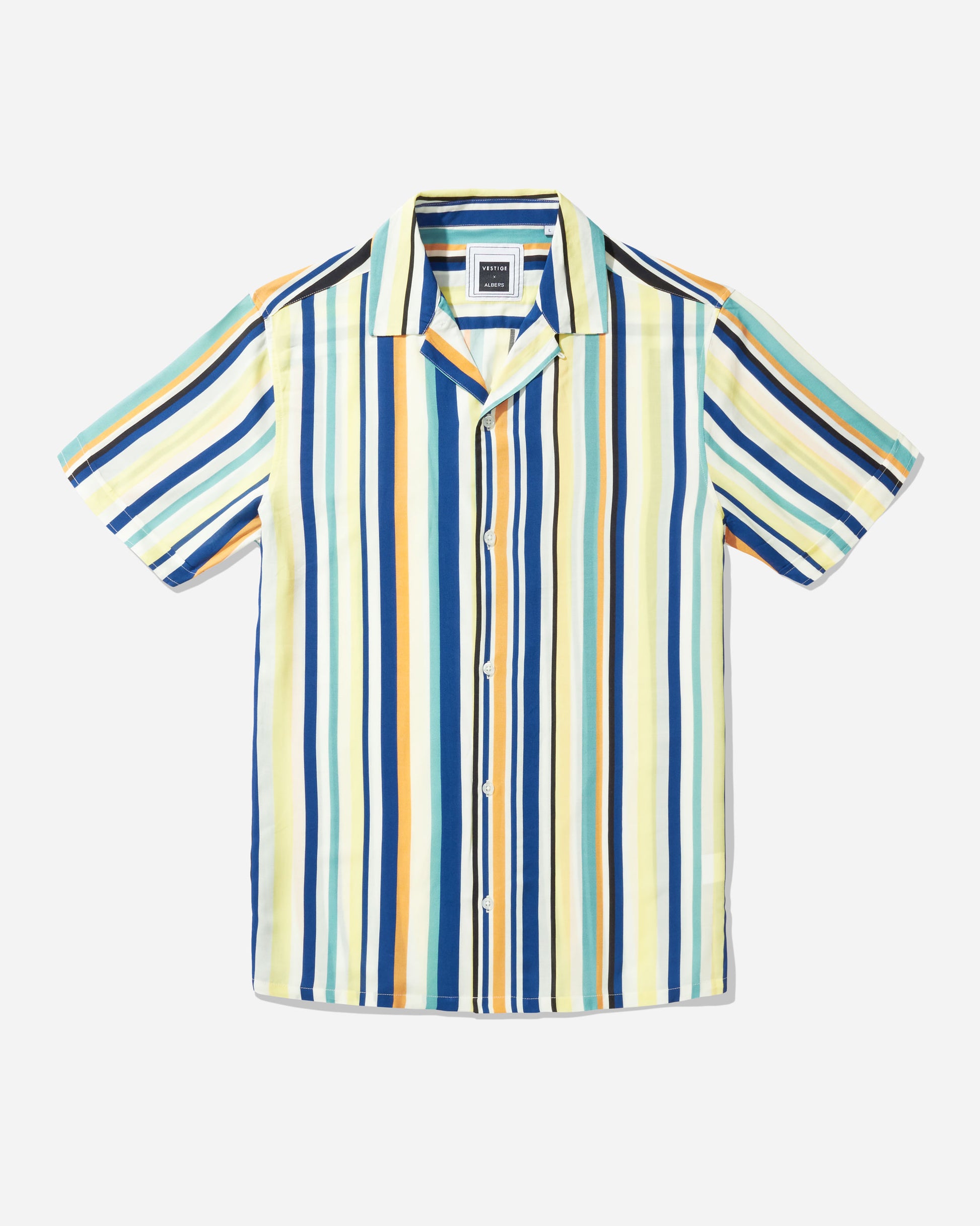 Chromatic Stripe Camp Shirt, Yellow – VESTIGE