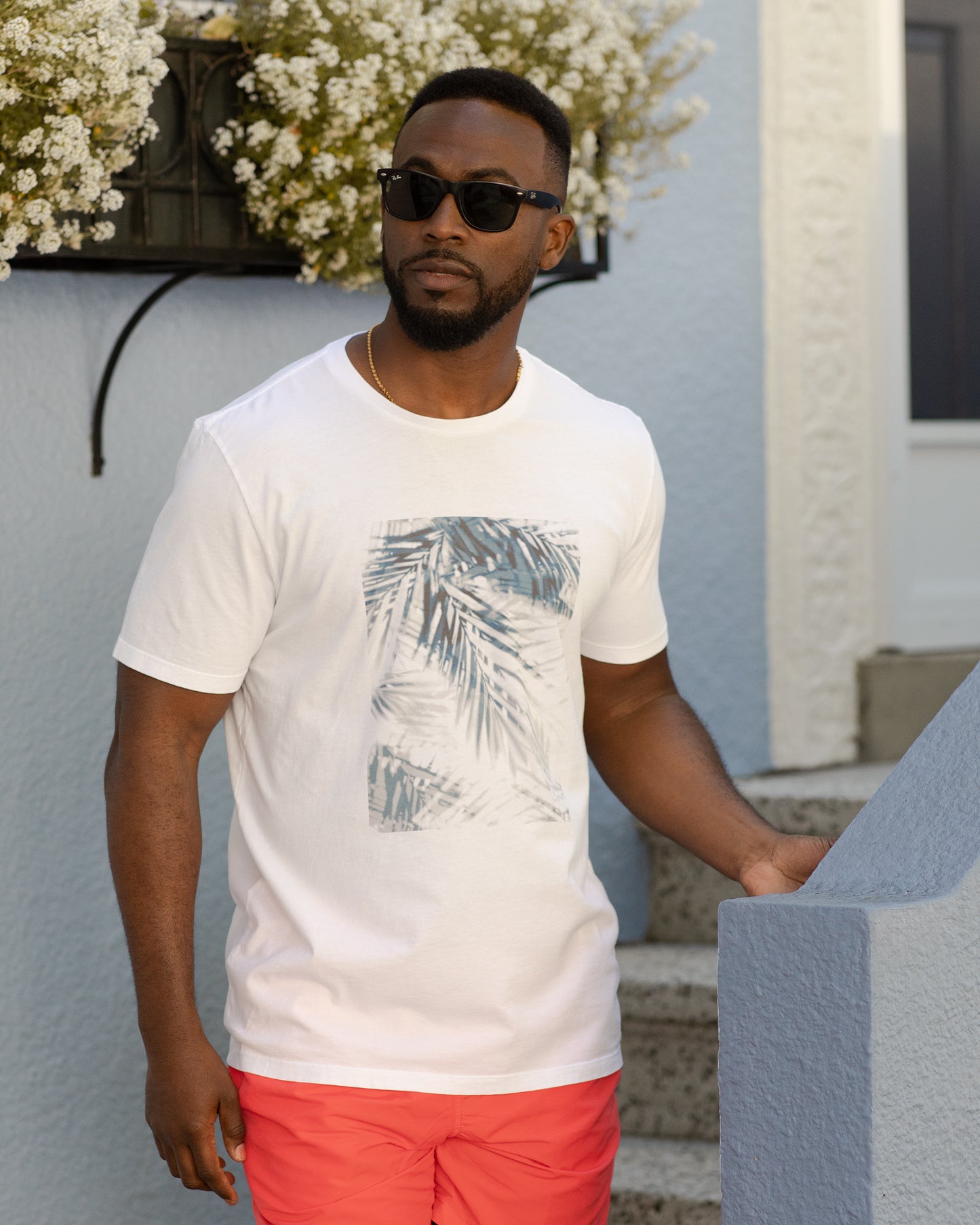 Shadow Palm Box T-Shirt, White