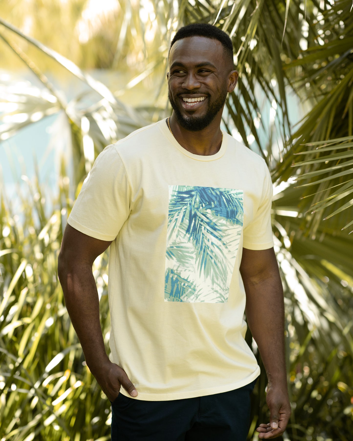 Shadow Palm Box T-shirt, Yellow