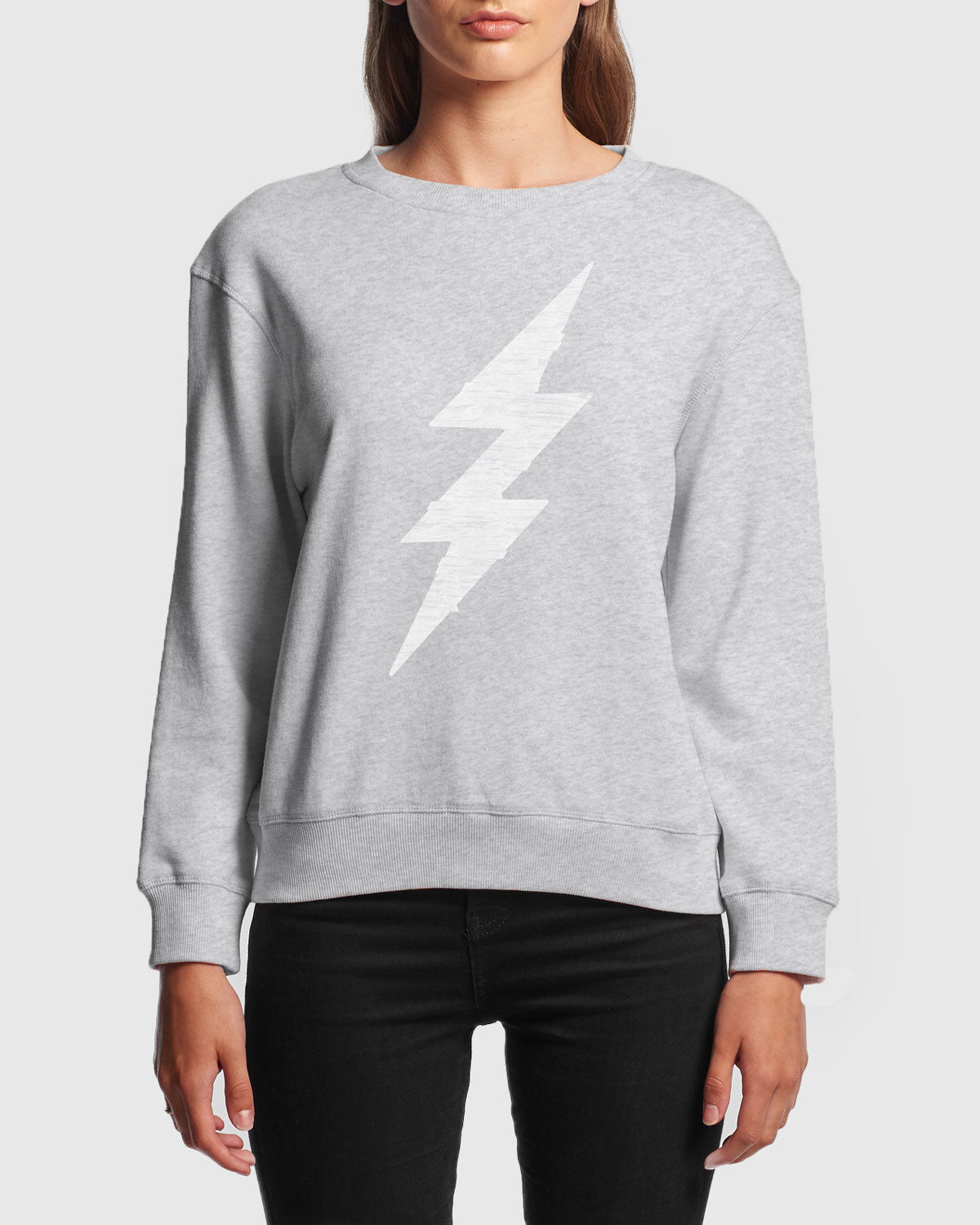 Women's Bolt French Terry Sweatshirt, Heather White